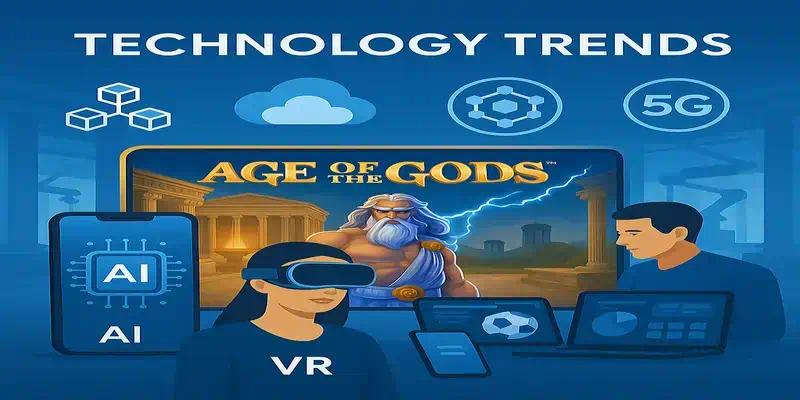 플레이테크의 2025년 최신 기술 트렌드와 성장 전략을 보여주는 미래 지향적 기술 이미지