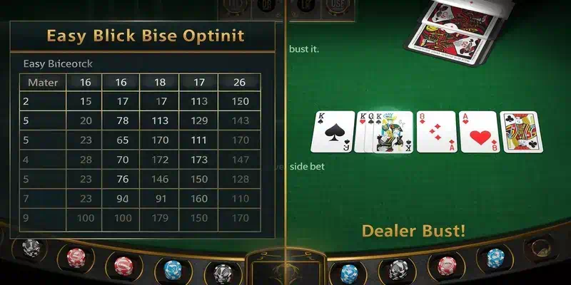 에볼루션 이지 블랙잭 핵심 기능 설명, 16-20 베팅 시스템과 버스트잇 사이드 베팅 250배 배당 구조 시각화